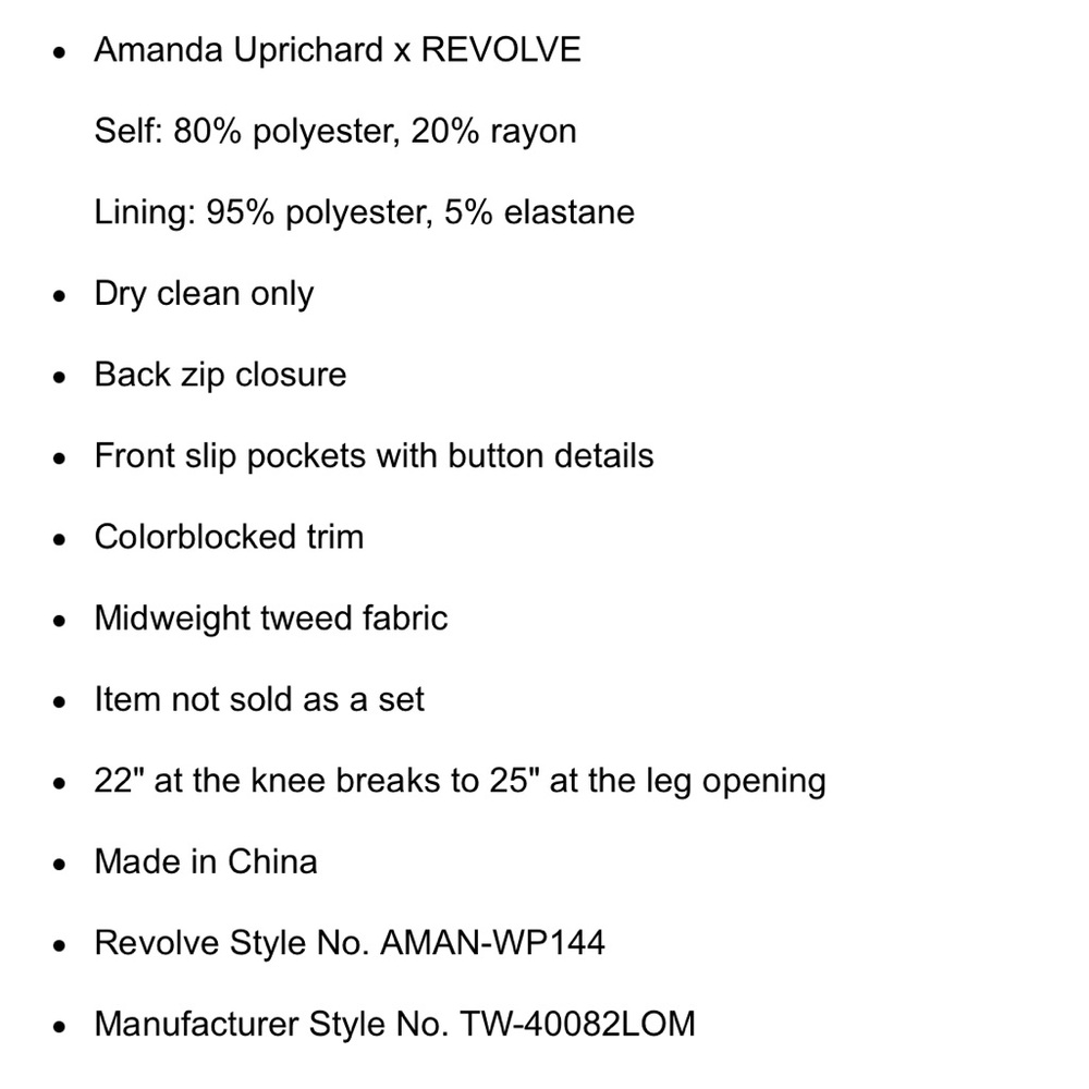 Amanda Uprichard windsor pants size small. - Picture 8 of 8